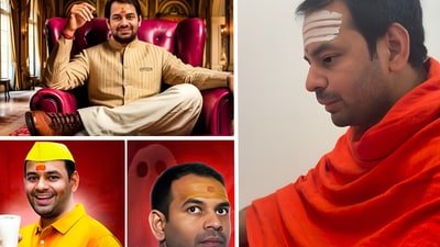 Tej Pratap Yadav says he enjoys his online personas as these represent his authentic self. (Photos: YT/Insta ) Tej Pratap Yadav says he enjoys his online personas as these represent his authentic self. (Photos: YT/Insta )