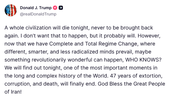Trump's post on Truth Social
