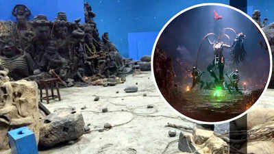 SS Rajamouli's 'Varanasi' set photo turns up online; Mahesh Babu, Priyanka Chopra shoot Ugrabhatti Cave sequence - PIC