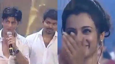 When Shah Rukh Khan made Thalapathy Vijay dance; Trisha Krishnan cheers loudly - VIDEO