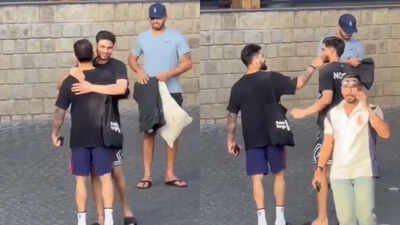 Virat Kohli and Shubman Gill (Video grabs) Watch: Virat Kohli’s playful beard gesture to Shubman Gill goes viral before IPL 2026 Qualifier 1