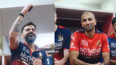 Virat Kohli dances after Mo Bobat's 'three in a row' statement (Image: X/RCB) Virat Kohli and RCB dressing Room roars after Mo Bobat's bold 'three in a row' prediction - Watch