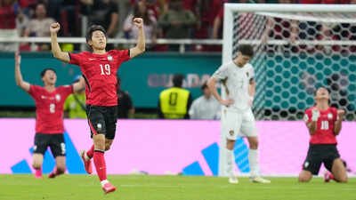 South Korea's Lee Kang-in reacts with teammates after defeating Czechia during their World Cup Group A soccer match in Zapopan, near Guadalajara, Mexico, Thursday, June 11, 2026. (AP Photo) South Korea vs Czechia FIFA World Cup Match Result: South Korea open their campaign with a comeback win