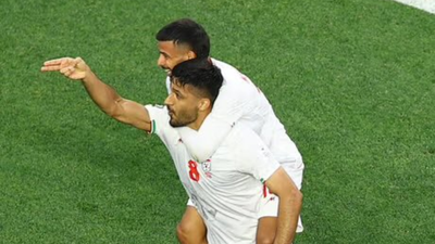 Mohammad Mohebi gun celebration (Image: X) Iran's goal-scorer Mohebi's 'gun' celebration angers fans, sparks calls for FIFA World Cup 2026 ban