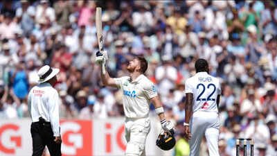 New Zealand's Glenn Phillips celebrates his century (Ben Whitley/PA via AP) Glenn Phillips joins Brendon McCullum and Martin Guptill, becomes 3rd New Zealand batter to...