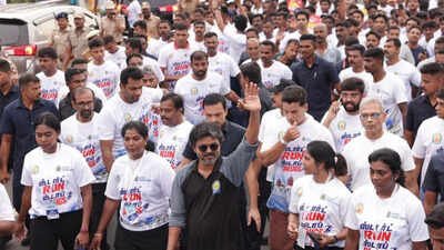 Watch: Tamil Nadu CM Vijay joins thousands in anti-drug awareness run at Chennai's Marina Beach