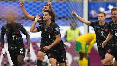Canada secured a historic 1-0 victory over South Africa at the SoFi Stadium, with Stephen Eustaquio scoring a stunning 92nd-minute volley to clinch their first-ever World Cup knockout stage win.(AP Photo) Canada vs South Africa FIFA World Cup match result: Stephen Eustaquio’s late stunner fires Canada into historic WC last-16