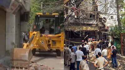 Bulldozer action in Malviya Nagar after Delhi hotel tragedy