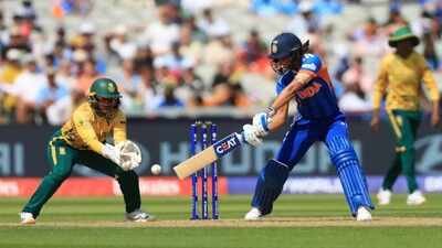 Harmanpreet Kaur batting during the ICC Women's T20 World Cup match between India and South Africa, at Emirates Old Trafford, Manchester, England, Sunday June 21, 2026. (AP) Women's T20 World Cup: How can India still qualify for semifinals after South Africa defeat - Explained