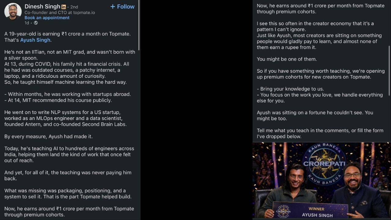Meet Ayush Singh: 19-year-old who built an AI business earning Rs 1 crore a month
