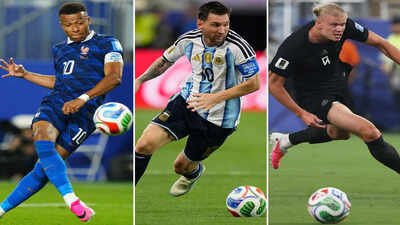France's Kylian Mbappe, left, Argentina's Lionel Messi, center, and Norway's Erling Haaland. (AP Photo) FIFA World Cup 2026 Round of 32 Schedule: Argentina, France, Portugal in focus as Canada reach last 16 first