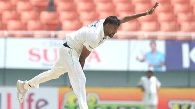Afghanistan fast bowler Mohammad Saleem in action on Day 2 of the one-off Test against India at the International Cricket Stadium in New Chandigarh on Sunday. (Keshav Singh/HT Photo) Afghanistan fast bowler Mohammad Saleem in action on Day 2 of the one-off Test against India at the International Cricket Stadium in New Chandigarh on Sunday. (Keshav Singh/HT Photo)