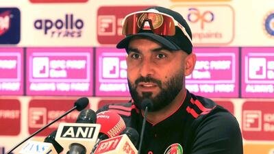 Afghanistan skipper Hashmatullah Shahidi at the press conference. (HT/Keshav Singh)
