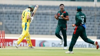 Taskinn Ahmed dismissed Matthew Short for a duck, (AP Photo) Taskinn Ahmed dismissed Matthew Short for a duck, (AP Photo)