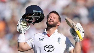 England's Ben Duckett celebrates after reaching his century. (Action Images via Reuters)