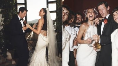 While Turner's shirt earned praise, Lipa wowed fans in a custom Chanel Haute Couture wedding dress designed by Matthieu Blazy. (Instagram/ @dualipa)