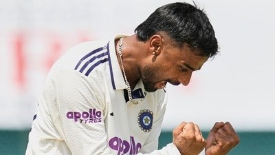 India's Manav Suthar celebrates the wicket of Afghanistan's Abdul Malik on day two of the cricket test match between Afghanistan and India (AP Photo/Ashwini Bhatia) India's Manav Suthar celebrates the wicket of Afghanistan's Abdul Malik on day two of the cricket test match between Afghanistan and India (AP Photo/Ashwini Bhatia)