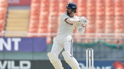 India's KL Rahul bats on day one of the cricket test match between Afghanistan and India. (AP Photo/Ashwini Bhatia)