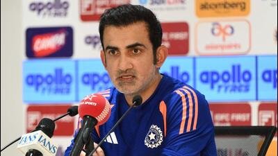 India head coach Gautam Gambhir during the press conference ahead of the Test against Afghanistan. (Keshav Singh/Hindustan Times)