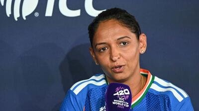 India’s Harmanpreet Kaur speaks as part of The Captains' Carnival, the activation event for the ICC Women's T20 cricket world cup 2026, in central London on June 7, 2026. (Photo by JUSTIN TALLIS / AFP) (AFP)