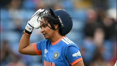 India's captain Harmanpreet Kaur walks off after being dismissed during the ICC Women's T20 cricket world cup 2026 game between India and The Netherlands. (AFP) India's captain Harmanpreet Kaur walks off after being dismissed during the ICC Women's T20 cricket world cup 2026 game between India and The Netherlands. (AFP)