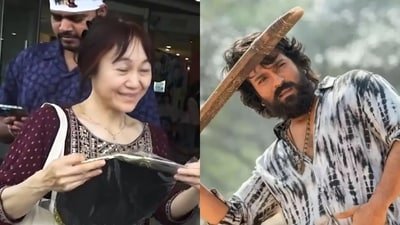 Japanese fan celebrate Ram Charan's Peddi release.