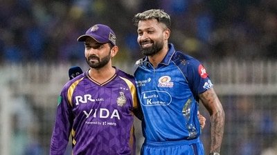 Mumbai Indians' captain Hardik Pandya, right, and Kolkata Knight Riders' captain Ajinkya Rahane during an IPL 2026 clash (PTI) Mumbai Indians' captain Hardik Pandya, right, and Kolkata Knight Riders' captain Ajinkya Rahane during an IPL 2026 clash (PTI)