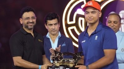 Vaibhav Sooryavanshi won five awards during the IPL final award ceremony. (PTI) Vaibhav Sooryavanshi won five awards during the IPL final award ceremony. (PTI)