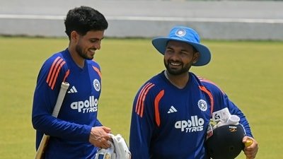 Shubman Gill and Rishabh Pant during a practice session ahead of the India-Afghanistan Test series, in New Chandigarh. (PTI)