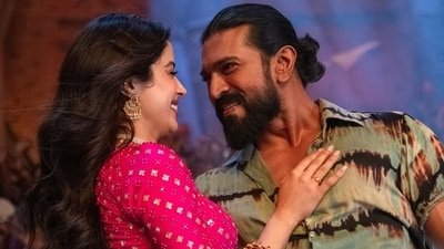 Janhvi Kapoor and Ram Charan in a still from Buchi Babu Sana's Peddi.