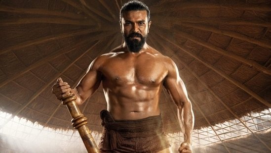 Peddi movie review release live updates: Ram Charan in a still from the film.