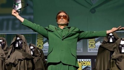 Robert Downey Jr at Comic Con 2024 at the announcement of Avengers: Doomsday. (D23)