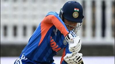 Smriti Mandhana plays a shot during the ICC Women's T20 cricket world cup 2026. (AFP)