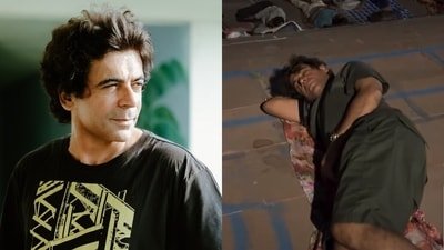 Sunil Grover sleeps on a river bank. Sunil Grover sleeps on a river bank.