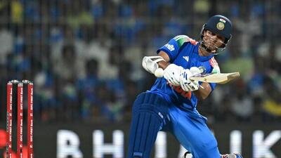 Yashasvi Jaiswal plays a shot during the third one-day international against Afghanistan. (AFP) Yashasvi Jaiswal plays a shot during the third one-day international against Afghanistan. (AFP)