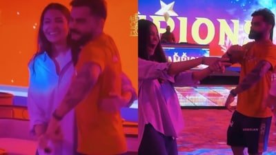 Anushka Sharma and Virat Kohli's clip from RCB after-party following 2nd IPL win. Anushka Sharma and Virat Kohli's clip from RCB after-party following 2nd IPL win.