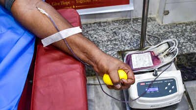 A volunteer donates blood during the World Blood Donor Day, in Prayagraj, Uttar Pradesh. (PTI Photo) Why blood donations remain irreplaceable despite advances in science