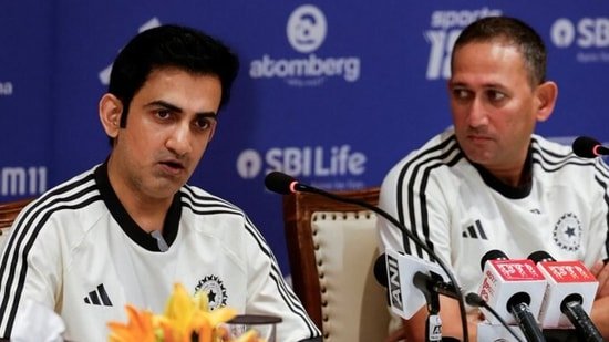 Gautam Gambhir and Ajit Agarkar during a selection press conference.