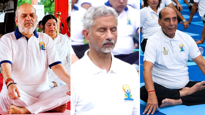 'We are all grateful to PM Modi': Top ministers, CMs perform yoga across India