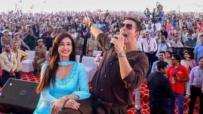 Akshay Kumar and Disha Patani at Teerthanker Mahaveer University. Akshay Kumar and Disha Patani at Teerthanker Mahaveer University.