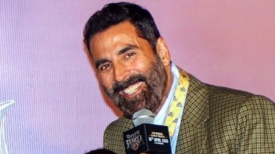 Akshay Kumar during trailer launch of Bhooth Bangla. (PTI Photo)(PTI04_06_2026_000478A) (PTI)