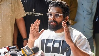 Allu Arjun was arrested in connection with the death of a woman in a stampede during his film's screening in Hyderabad. (PTI) Allu Arjun was arrested in connection with the death of a woman in a stampede during his film's screening in Hyderabad. (PTI)