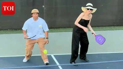 Angelina Jolie and son Pax team up for celebrity Pickleball match; Shiloh Jolie plays cheerleader - WATCH