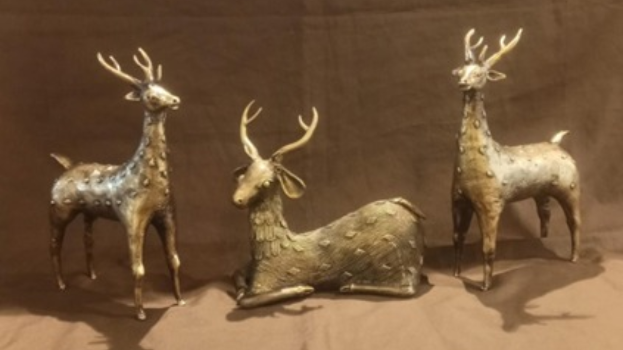 Brass Dokra Antelope Set