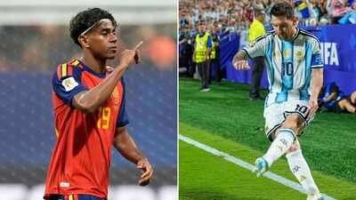 Lamine Yamal, Lionel Messi Spain's Lamine Yamal enters Pele-Messi club with maiden FIFA World Cup goal, becomes only second player to ...