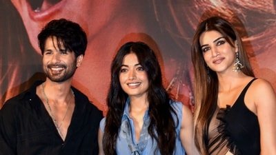 Cocktail 2 box office collection day 6: Shahid Kapoor, Kriti Sanon, Rashmika Mandanna during the promotions. (ANI Photo) (Girish srivastav )