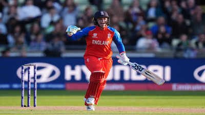 England's Danni Wyatt-Hodge celebrates reaching her century. (AP Photo) England script history, smash Women’s T20 World Cup record in Sri Lanka rout