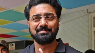 Actor and TMC MP Deepak Adhikari, popularly known as Dev, shows his ink-marked finger after casting vote during the West Bengal Assembly elections, in Kolkata. (PTI Photo) (PTI04_29_2026_000310A) (PTI)