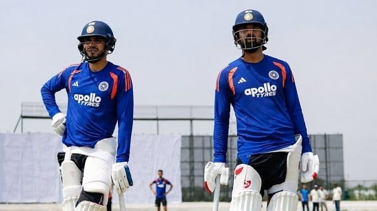 Shubman Gill and KLR Rahul during practice ahead of the Test match against Afghanistan.