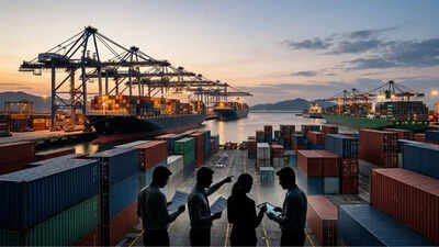 Gujarat exporters face crisis over rising logistics costs and West Asia uncertainty (AI image used for representational purpose only) Sky-high shipping costs squeeze Gujarat trade margins amid Gulf unrest